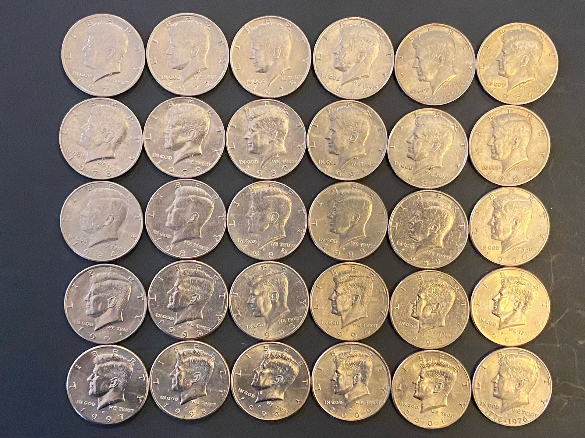 Every Circulating Kennedy half 1971 To 2001 Philladelphia Mint