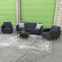 *Free Delivery* Gray Modern Living Spaces Couch Sofa Chair Set