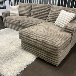 Brand New Comfy Mocha Corduroy Sectional Set 