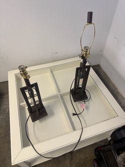 Set of 2 Industrial Table Lamps with USB Charging Ports – Edison Style