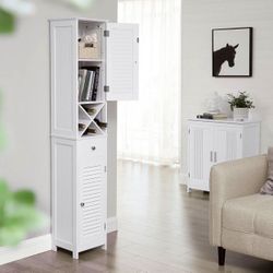  Freestanding Storage Cabinet with Shutter Doors