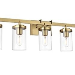 5 Light Brushed Gold Transitional Bathroom Vanity light