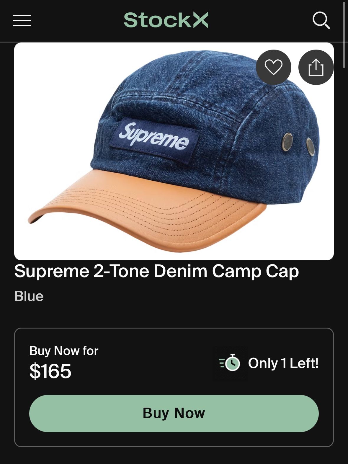 SUPREME 2-TONE DENIM CAMP CAP