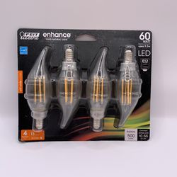 Feit Enhance CA10 (Flame Tip) E12 (Candelabra) Filament LED Bulb Soft White 40 Watt Equivalence 4 pk