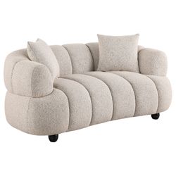 Whitney Pebble Contemporary Channel Tufted Woven Fabric Upholstered Loveseat