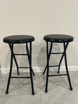 Set of 2 Black Folding Bar Stools
