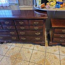 Wood Dresser And Nightstand 