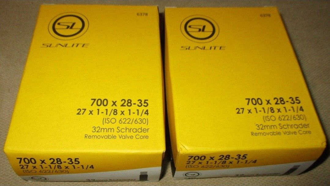 Sunlite Bicycle Tube, 700 x 28-35 (27 x 1-1/8-1-1/4) 32mm Schrader Valve