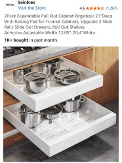 Expandable pull out cabinet organizer