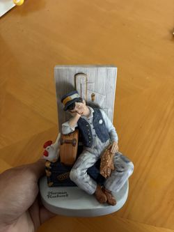 1980 Danbury Mint The 12 Norman Rockwell Figurine Collection Asleep On The Job