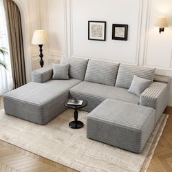 107.5" Cloud Modular Sectional Couch with 1 Ottoman