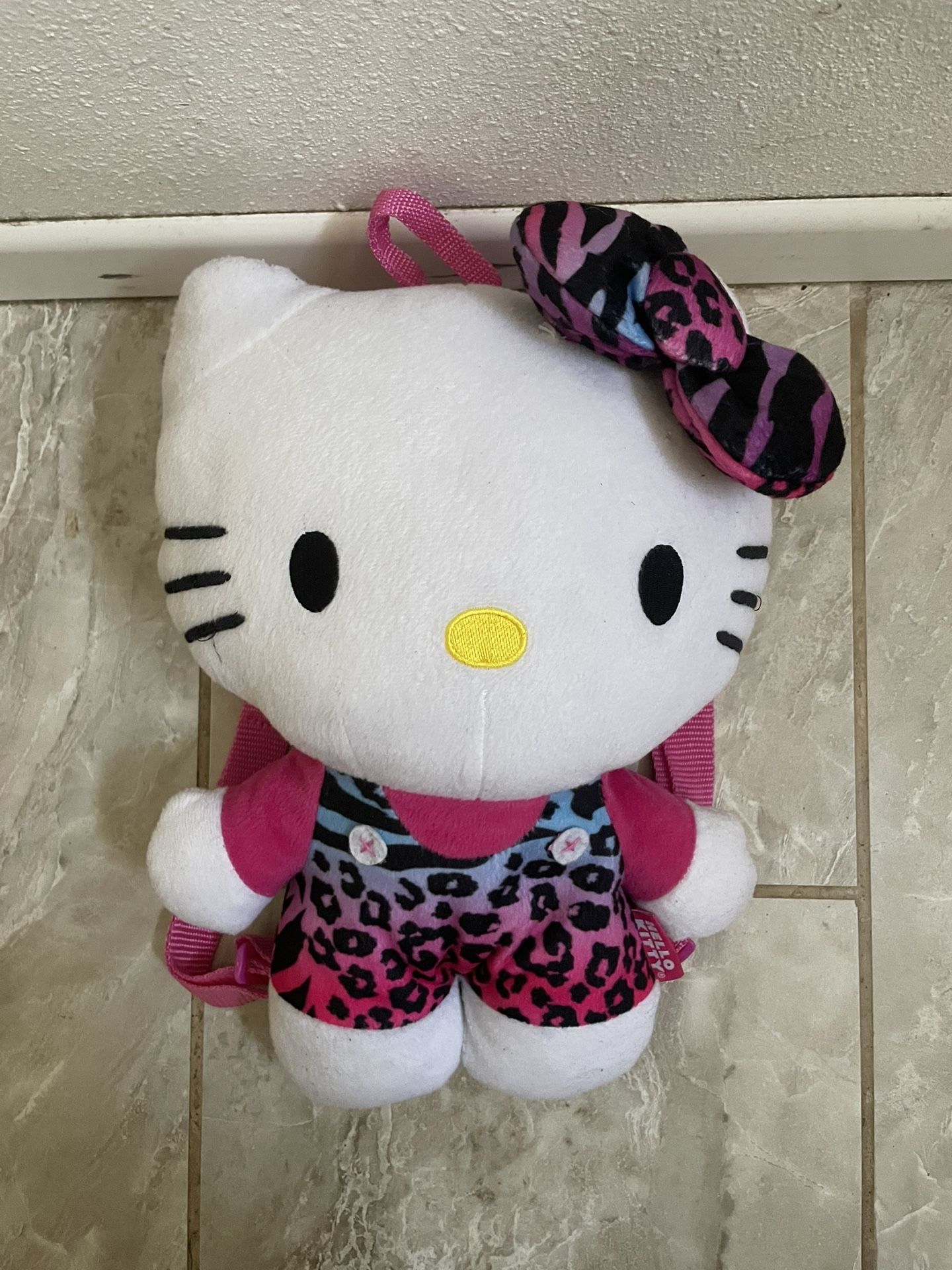 Hello Kitty Cheetah Print Plush Backpack