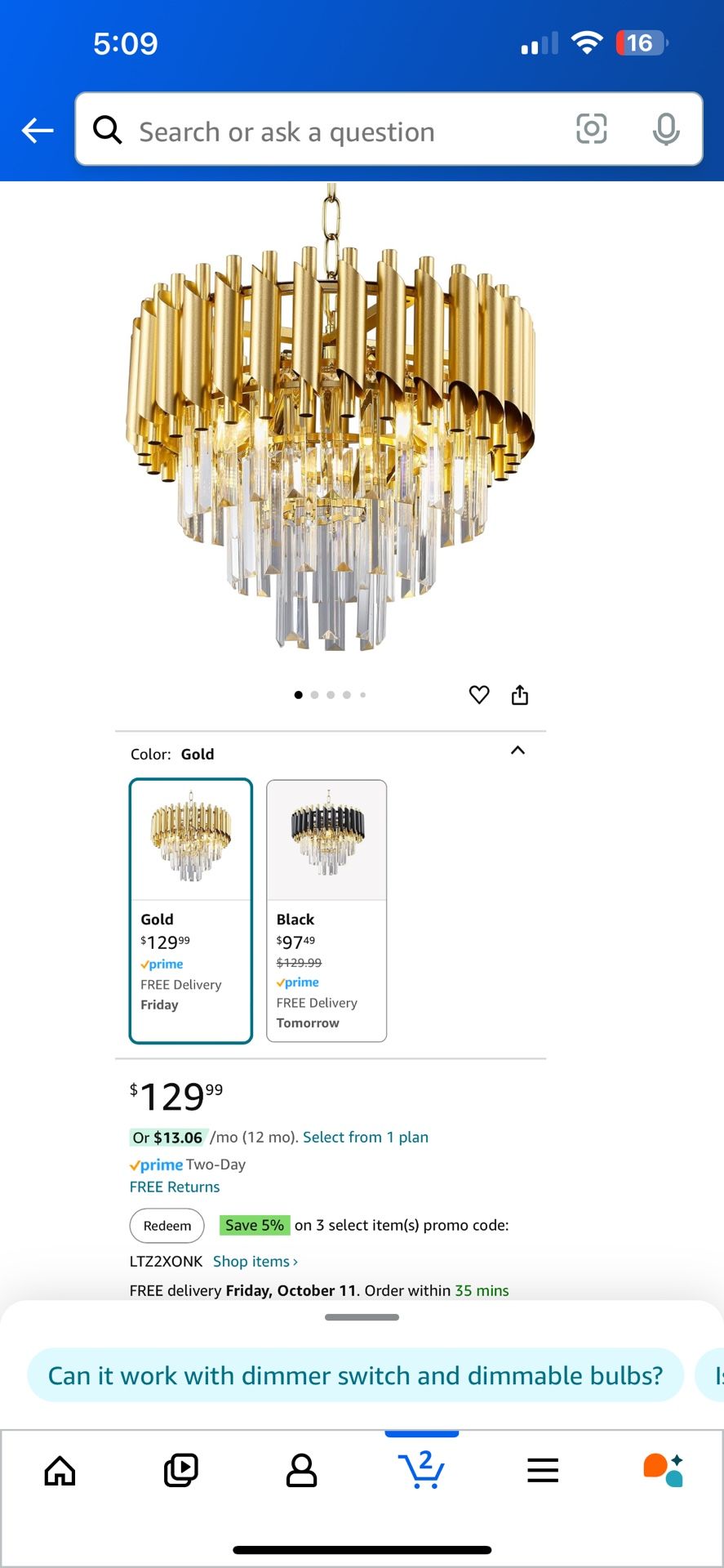 Gold Modern Luxury Crystal Chandelier