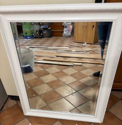White Framed Wall Mirror 34x28