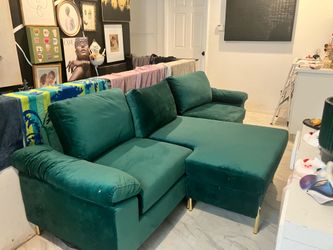 Suede green couch