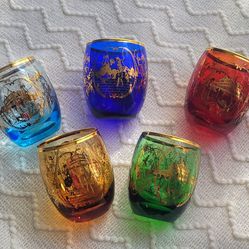 24k Gold Murano Wine Glass Tumbler Rainbow Set