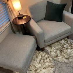 Light Grey Chair And Ottoman 