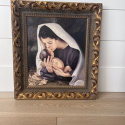 Rare Painting By Lemon Swindle Of Mary And Baby Jesus 