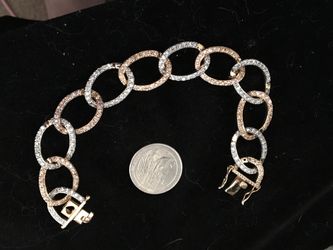 Rose and white gold/925 open link bracelet