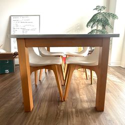 Italian-Made Dining Set: Pottery Barn Stainless Table + 4 Designer Chairs