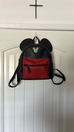 Disney's Mickey Mouse Ears Mini Backpack Black Red Zip 
