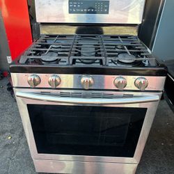SAMSUNG 30" STAINLESS STEEL 5 BURNER GAS STOVE WITH CONVECTION OVEN 
