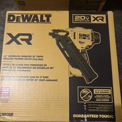 New DEWALT 20V MAX XR Brushless 30° Paper Tape Framing Nailer TOOL ONLY DCN930B