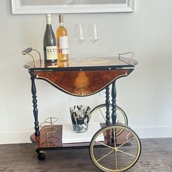Vintage Italian Drinks/Tea Cart Burlwood Bar Trolley