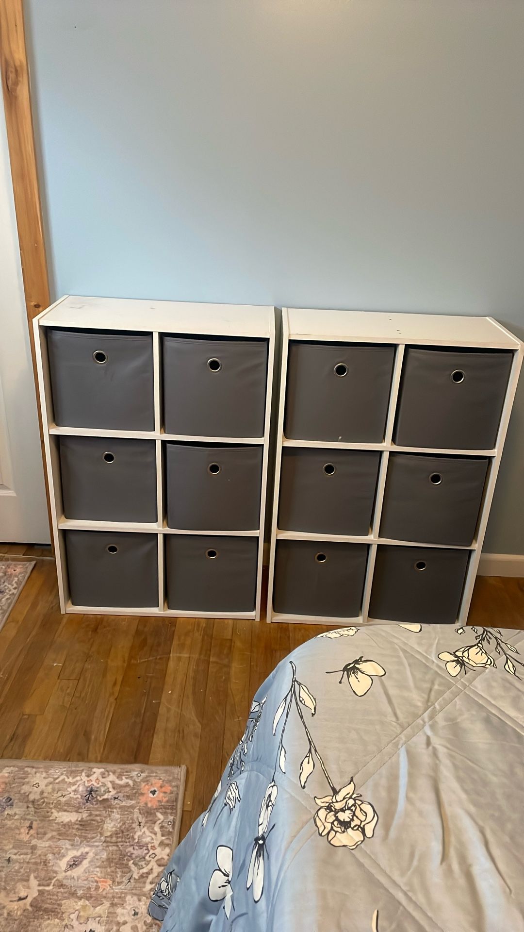 Cube Storage Unit Two Shown Included Gray Cloth Boxes