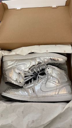 Air Jordan 1 Mid Disco Metallic Silver SZ 9.5