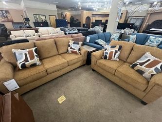 Orange Sofa and Loveseat 