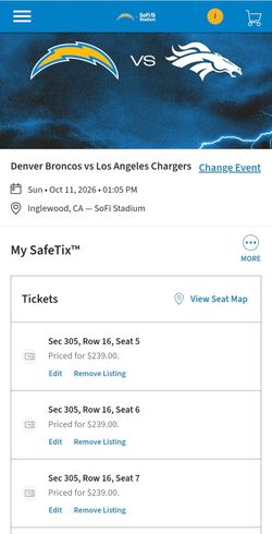 Chargers v Broncos at Sofi