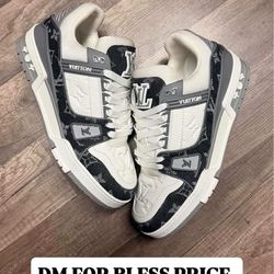 LOUIS VUITTON LV Trainers in White + Gray