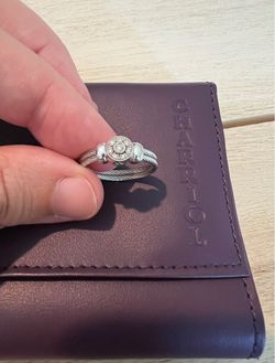 CHARRIOL Diamonds Round Cut 18k White Gold Double Cable Band Ring — Size 7