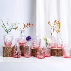 Pink Glass Gradient Small / Bud Vases for bridal Shower, Baby Shower, Birthday Party, Event Decor