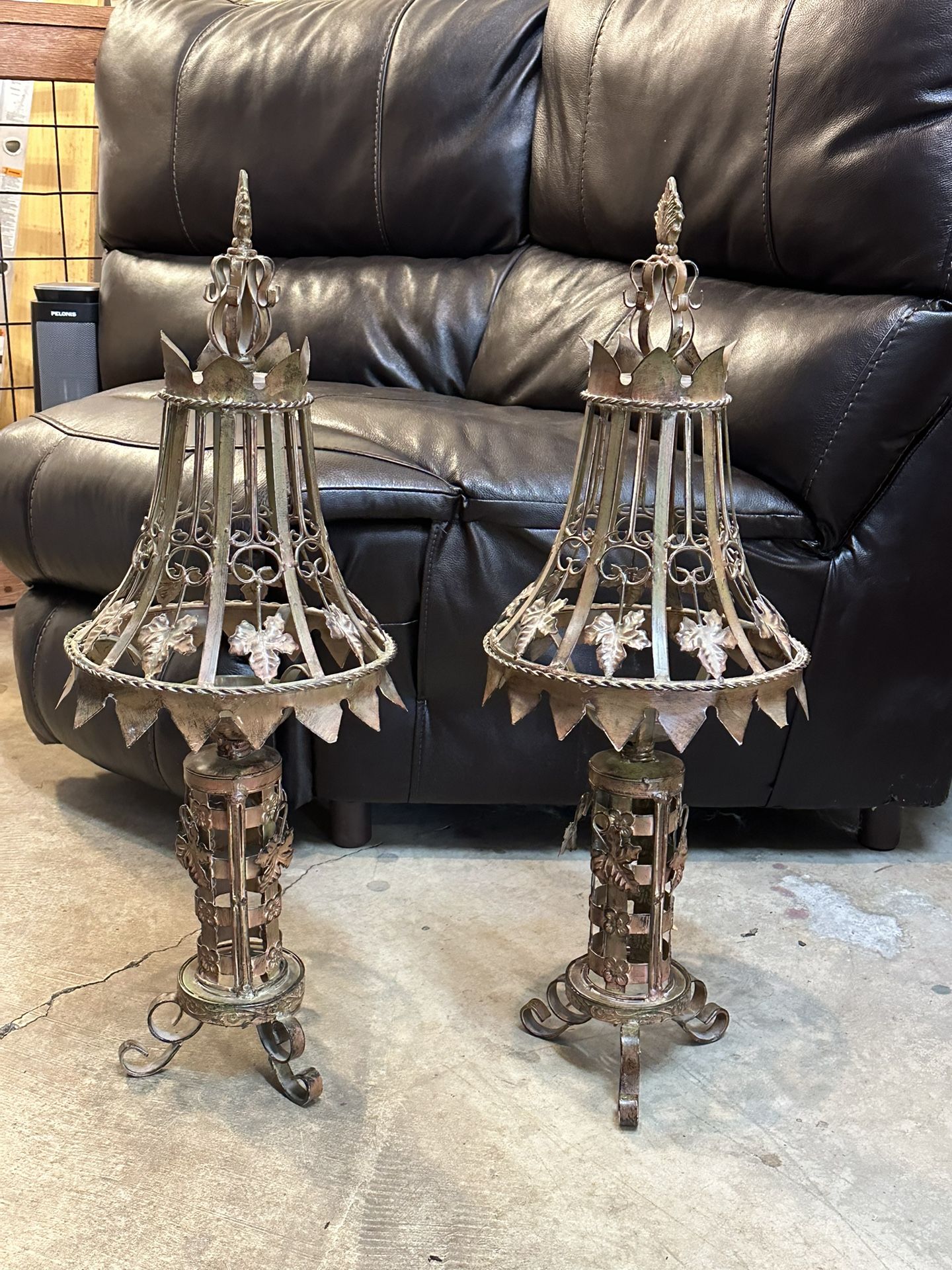 Two Metal Old-World Candle Holders