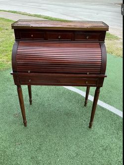 Antique Mahogany Roll Top Secretary Desk