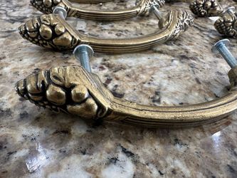 Vintage burnished brass, heavy duty knob and handle pull cabinet