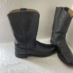JUSTIN WOMEN’S ROPER WESTERN BLACK LEATHER BOOTS - Size 8.5