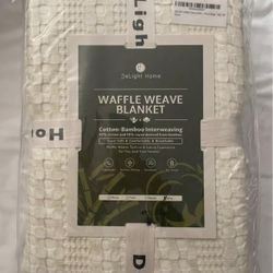 Delight Home color, picnic, beige size, king, waffle, weave blanket, cotton, bamboo, interweaving,