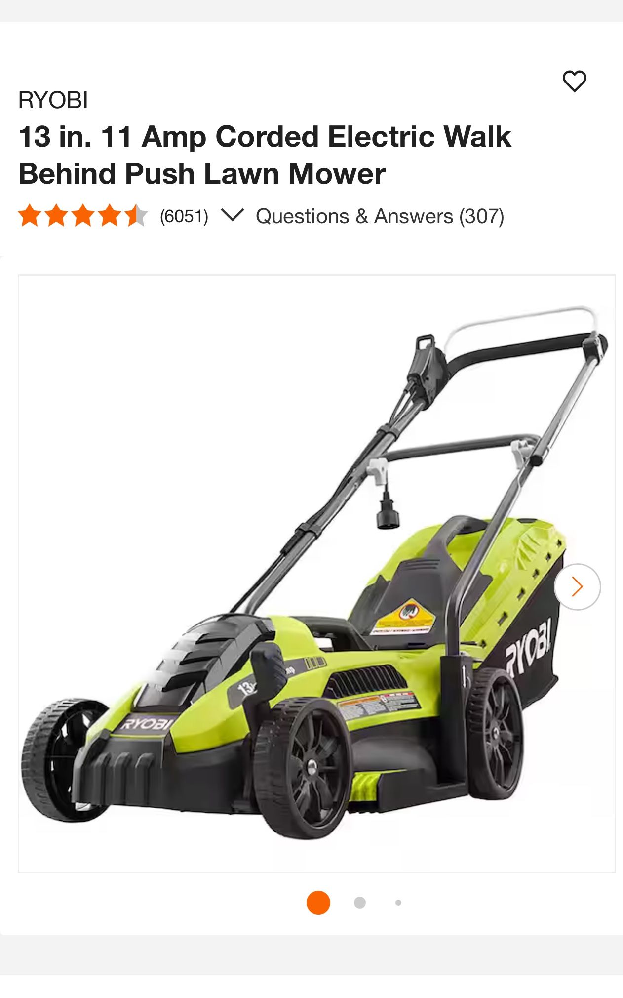 RYOBI 13 in. 11 Amp Corded Electric Walk Behind Push Lawn Mower