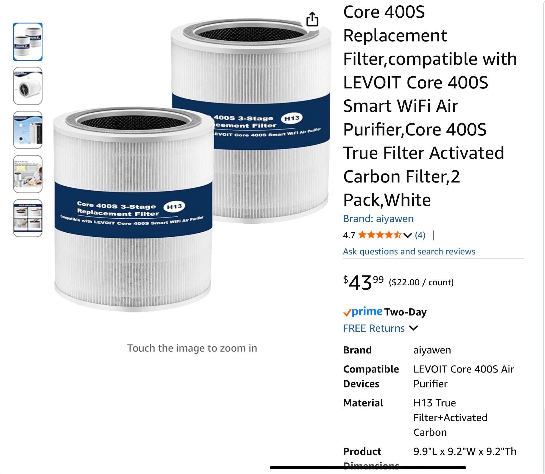 Core 400 Filters For Levoit Air Cleaner