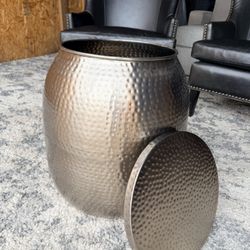 Riva Metal Storage Accent Table Antique Silver - WyndenHall