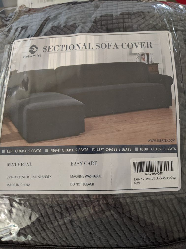 Sectional Sofa Cover Gray Left Chaise New