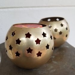 Set Of 2 Brass Vases 