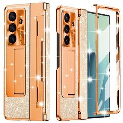 Samsung Galaxy Z Fold 7 Case for Women, Glitter Bling Leather