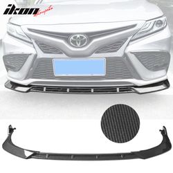 Fits 2021-2024 Toyota Camry SE IKON Style 3PC Front Bumper Lip PP Carbon Fiber Print