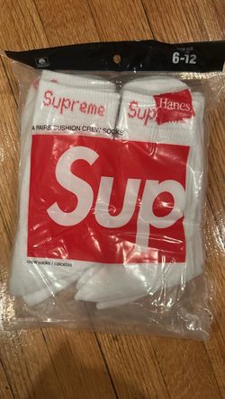 Supreme x Hanes Crew Socks 4-Pack White