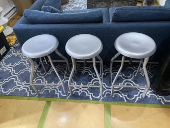 Hugo Adjustable Artist or Bar Stool, Silver - Set of 3