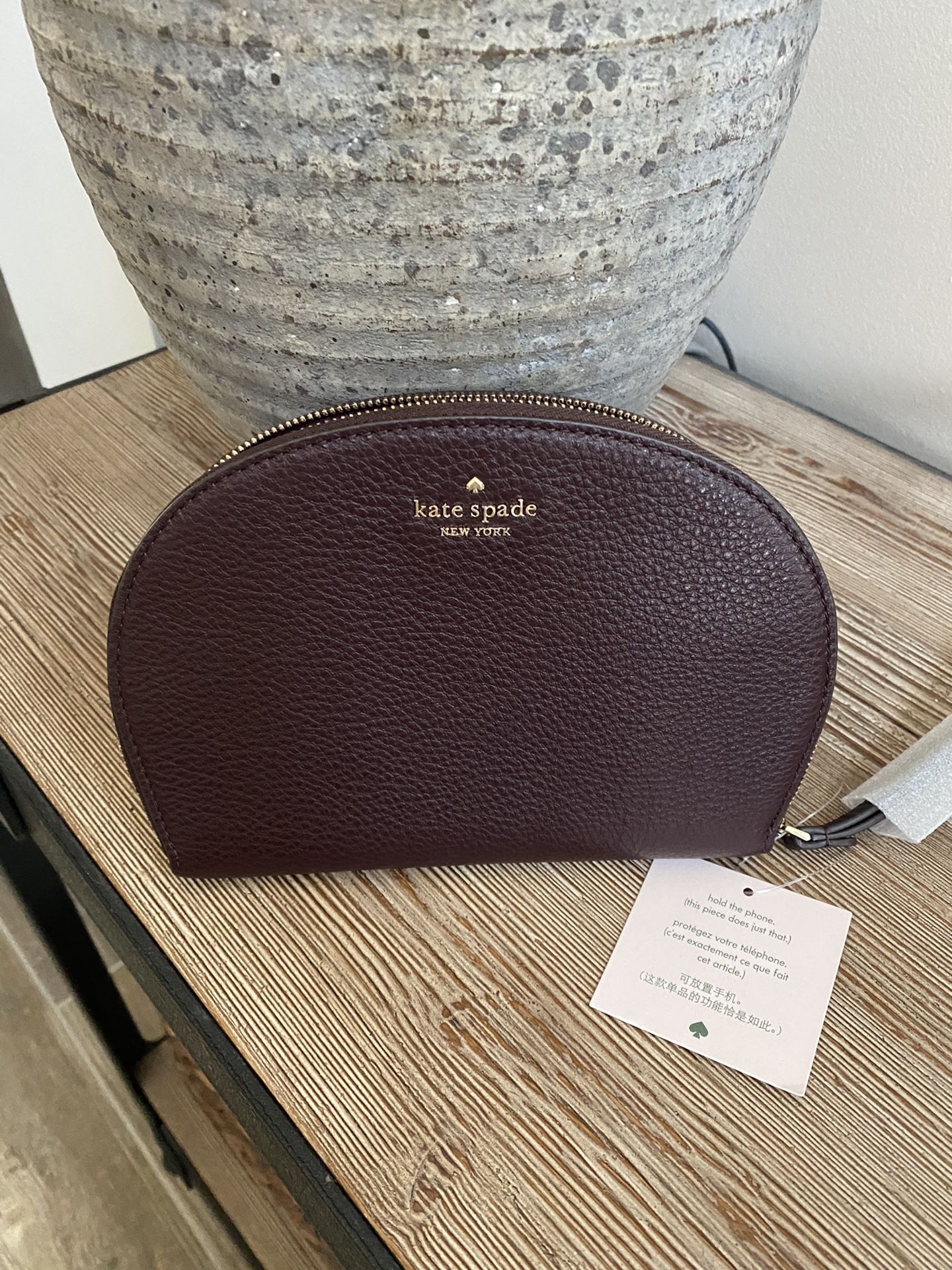 Kate Spade Rima Leather Round Wristlet Pouch